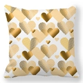 White peach skin pillowcase with geometric gold hearts for Valentine's Day decor - 45x45cm / Golden Heart Geometric Texture Style (23)