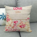 Close-up of linen Valentine's pillowcase featuring love letters and heart patterns - 45x45cm / Heart Envelope Style (13)