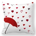 Peach skin pillowcase featuring red umbrella and hearts design for Valentine's Day - 45x45cm / Red Umbrella with Grey Pink Hearts Style (24)