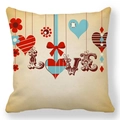 Close-up of the vintage peach skin pillowcase with artistic LOVE print and heart details - Patchwork LOVE Style (7)