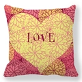 Peach skin pillowcase featuring floral patterns and a yellow heart with LOVE text - Yellow Heart LOVE Style (9)