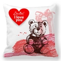 White Valentine pillowcase with heart pattern and cute bear saying Be Mine I Love You - Love Bear Illustration Style (13)