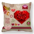 Detail of Valentine's Day peach skin pillowcase featuring 3D red heart and love motifs - 3D Origami Heart Style (15)