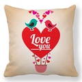 Peach skin pillow cover with heart hot air balloon and Love You print for Valentines - Heart Balloon Birds Style (16)