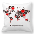 Detail of peach skin pillowcase with heart world map and Happy Valentine's Day print - Heart World Map Style (28)