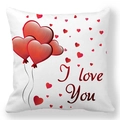 Detail of soft peach skin pillowcase with red heart balloons and I Love You text - Red Heart Balloon I Love You Style (29)