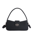 Bolso de hombro negro minimalista con hebilla dorada y correa de hombro ajustable - Negro