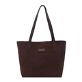Sac fourre-tout minimaliste en suède marron foncé avec plaque dorée Fashion - Marron