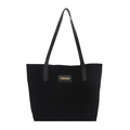 Sac cabas minimaliste noir en daim synthétique avec lettrage fashion élégant - Noir
