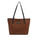 Grand sac cabas marron vintage au fini mat avec fines bandoulières noires sur blanc - Marron Jaune