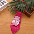 Detail of pink sequin Christmas tie with a cute snowman character for kids party wear - Non-Luminous / Snowman Style