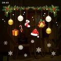 Close-up of colorful Christmas window stickers with wreaths, bells and snowflakes - Holiday Wreath and Sweets Style (DR-65)
