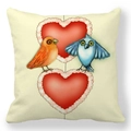 Peach skin pillowcase featuring cute cartoon birds and red hearts for Valentines Day - Cartoon Birds With Red Hearts Style (34) / 18x18 Inch