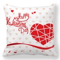 Valentine's Day pillowcase with red heart design and Happy Valentine Day text - Red Geometric Heart Holiday Style