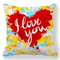 Colorful splatter background pillowcase with a red heart and I love you artistic text - Ink Splash Red Heart I Love You Style (22)