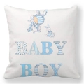 Detail of soft peach skin cushion cover featuring baby boy text and cute bunny design - White Light Blue Baby Boy Bunny Style (3)