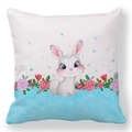 Easter peach skin pillowcase with cute white bunny, pink roses and polka dots - White Big-Eyed Bunny Flower Bush Style (4)