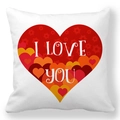 White pillowcase with layered red hearts and I LOVE YOU text for Valentine's day - Multi-layered Red Heart Design (26)