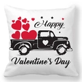 Valentine's Day peach skin pillowcase featuring a vintage truck with red hearts - Vintage Black Truck Full Of Hearts Style (22) / 18x18 Inch