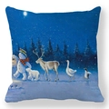 Winter night pillow cover with snowman, polar bear and penguin for Christmas decor - Penguin Bear Snowman (31)