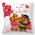 Peach skin square pillow case featuring cute bears and You Are In My Heart design - 45x45cm / Sailor Outfit Hand-holding Bears Style (30)