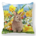 Easter pillow cover with brown rabbit and yellow daffodils on white background - Daffodil White Daisy Brown Bunny Style (16)