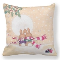 Detail of Easter peach skin pillowcase showing two cute bunnies sitting in the snow - Two Bunnies Sitting in Snow Back View Style (17)