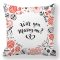 Square peach skin pillowcase featuring red roses and 'Will you marry me?' lettering - Proposal Will You Marry Me Style (29)