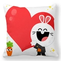 Detailed close-up of a white peach skin pillowcase with a cute rabbit hugging a red heart - Suit Bunny Holding Heart and Carrot Style (19)
