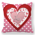 Pink peach skin pillowcase with layered heart design and Love script for Valentine's Day - Stereo Layered Pink Heart (20)