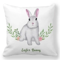 Gros plan du motif aquarelle de lapin de Pâques sur une taie d'oreiller blanche - Lapin Gris à l'Aquarelle (7)