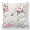 Détail de la housse de coussin avec motifs aquarelle de lapins et fleurs de cerisier - Lapin Fleuri à l'Aquarelle (9)