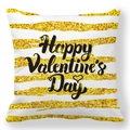 Peach skin Valentine's Day pillowcase with gold glitter stripes and heart text print - Gold Glitter Wave Happy Valentine Style (30)