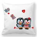 White peach skin pillowcase with romantic cartoon owl and red heart Valentine design - Cartoon Owl Bird With Bow Tie Style (24) / 18x18 Inch