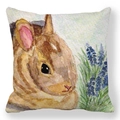 Détail macro du motif lapin de Pâques à l'aquarelle sur une taie d'oreiller - Lapin Mignon avec Lavande (5)