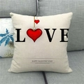 Macro detail of linen texture pillowcase with red heart and Valentine's Day greeting - Black LOVE Letter Red Heart Replace Style (6)