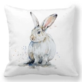 Détail de l'impression aquarelle lapin de Pâques sur une taie d'oreiller douce - Lapin aux Éclaboussures d'Aquarelle Artistique (13)