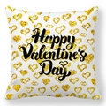 White peach skin pillow cover with golden hearts and Happy Valentine's Day lettering - Gold Heart Lip Full Print Style (32)