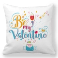 Détail de taie d'oreiller blanche en peau de pêche avec texte Be my Valentine et cœurs - Enveloppe Coeur Be my Valentine (5)