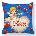 Valentine Peach Skin pillowcase with Cupid golden bow and red hearts on blue background - Cupid Gold Arrow Love Style (20)