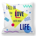 Memphis style peach skin pillowcase with Fall in Love text and geometric patterns - Memphis Geometric Life Style (40)