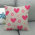 Detailed macro view of linen fabric texture with black stripes and pink heart patterns - Nordic Heart Small Flower (17)