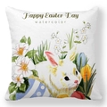 Housse de coussin Pâques en peau de pêche avec lapin aquarelle et fleurs - Lapin de Pâques Floral (40)