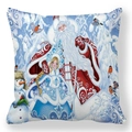 Christmas peach skin pillowcase featuring Russian Ded Moroz and Snegurochka art - Snowman and Russian Style (36)