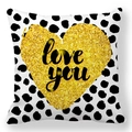 Peach skin pillowcase featuring black polka dots and a golden glitter love you heart - Black Polka Dot Gold Glitter Heart Style (35)