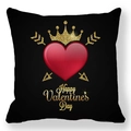 Black peach skin pillowcase with a red crowned heart and Happy Valentine's Day print - Black Crown Heart Arrows Style (34)