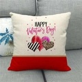 Linen Valentine's Day throw pillow cover with red trim and three decorative hearts - Red Splicing Heart (7)
