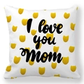 Square peach skin pillowcase with yellow tulips and I love you mom print design - Tulip I Love You Mom Style