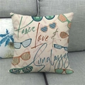 Detailed texture of linen throw pillow cover with Peace Love & Sunglasses print - Colorful Sunglasses (16)