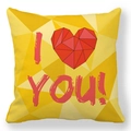 Yellow peach skin pillowcase with geometric heart and I YOU text for Valentines decor - Yellow Geometric Heart I YOU Style (25)